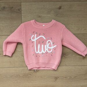 Girls Pink Knit Two Sweater